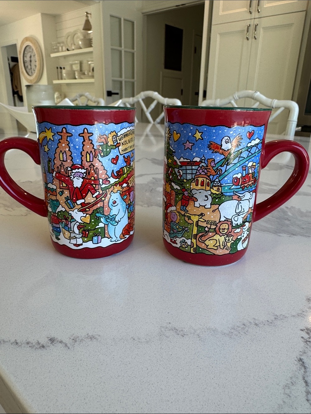 Set 2 Cologne Germany Christmas Market Glühwein Mugs Holiday Collectible Ceramic